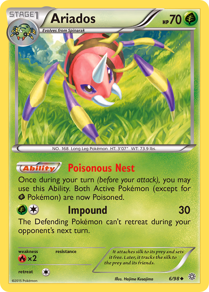 Ariados Pokemon card (6/98, Ancient Origins)