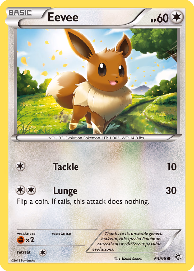 Eevee Pokemon card (63/98, Ancient Origins)