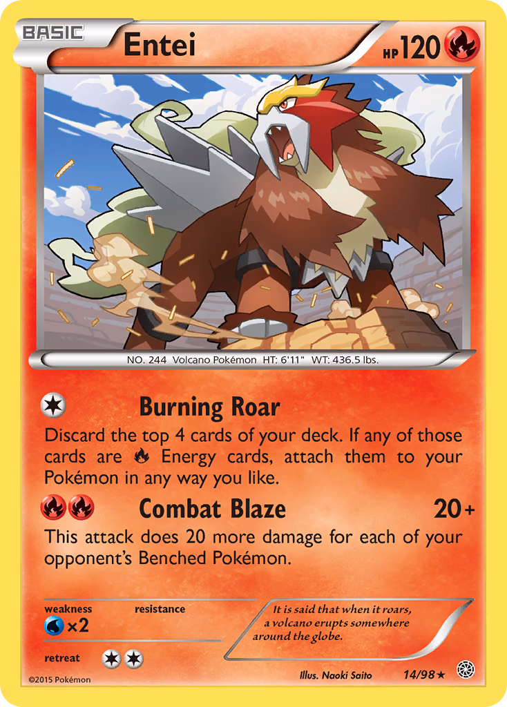 Entei Pokemon card (14/98, Ancient Origins)