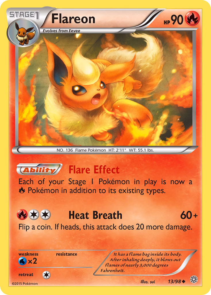 Flareon Pokemon card (13/98, Ancient Origins)