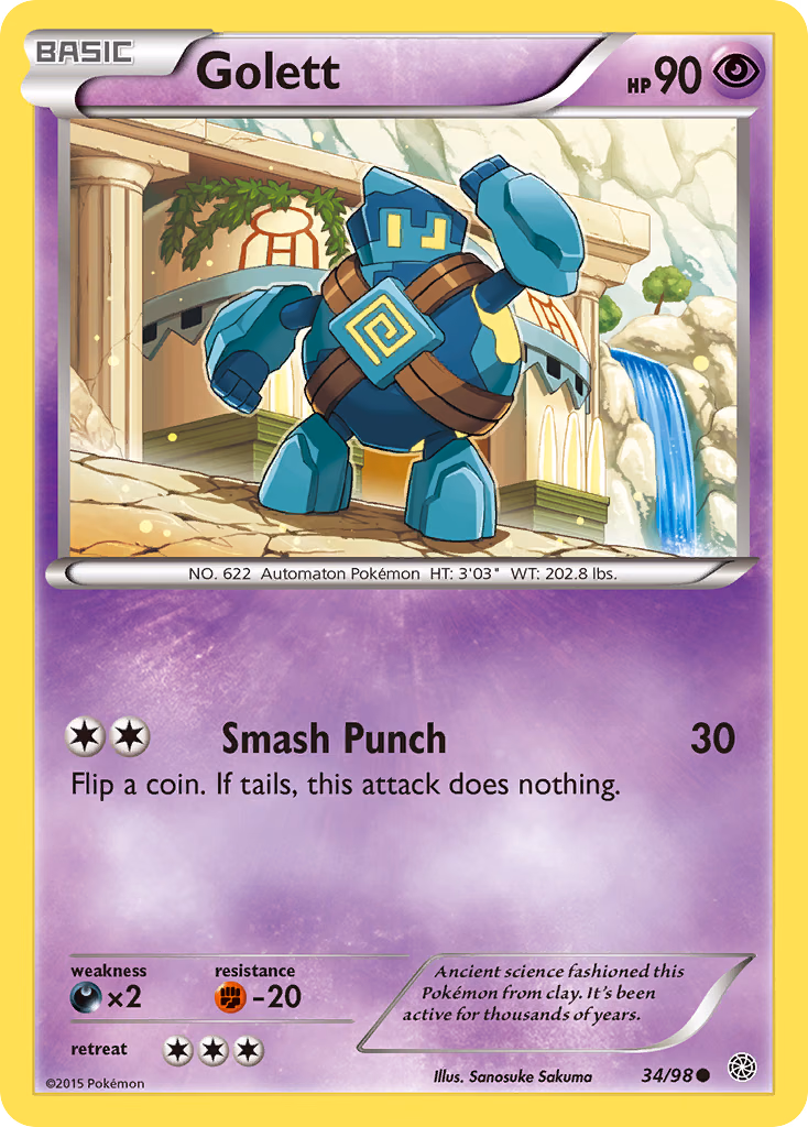 Golett Pokemon card (34/98, Ancient Origins)
