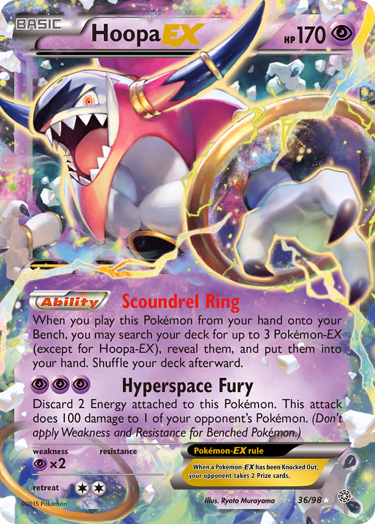 Hoopa-EX Pokemon card (36/98, Ancient Origins)