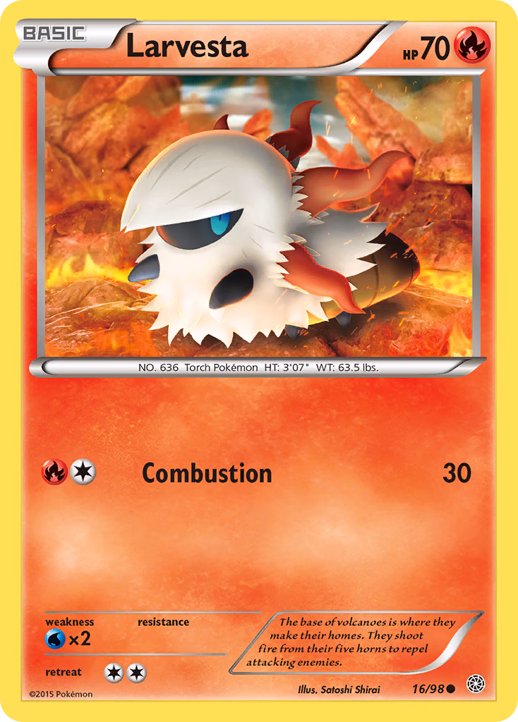 Larvesta Pokemon card (16/98, Ancient Origins)