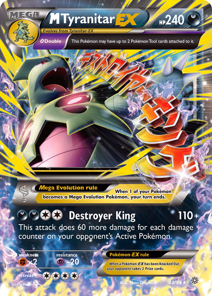 M Tyranitar-EX Pokemon card (43/98, Ancient Origins)
