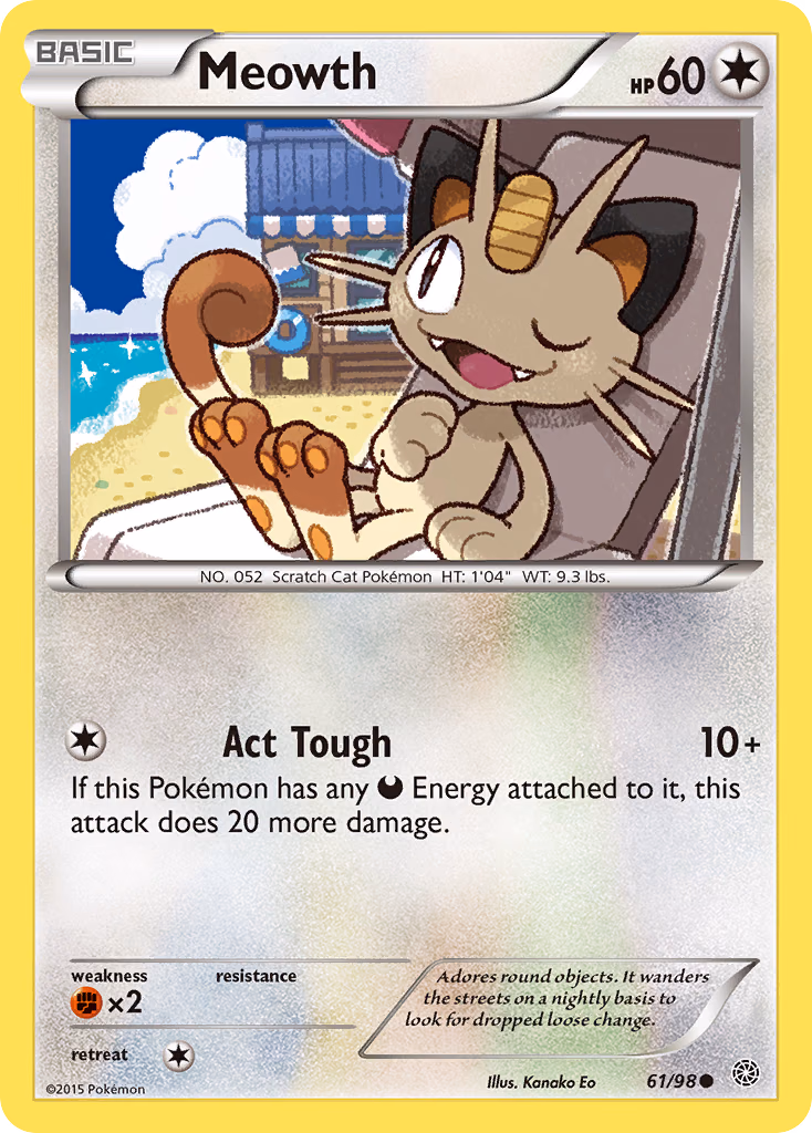 Meowth Pokemon card (61/98, Ancient Origins)