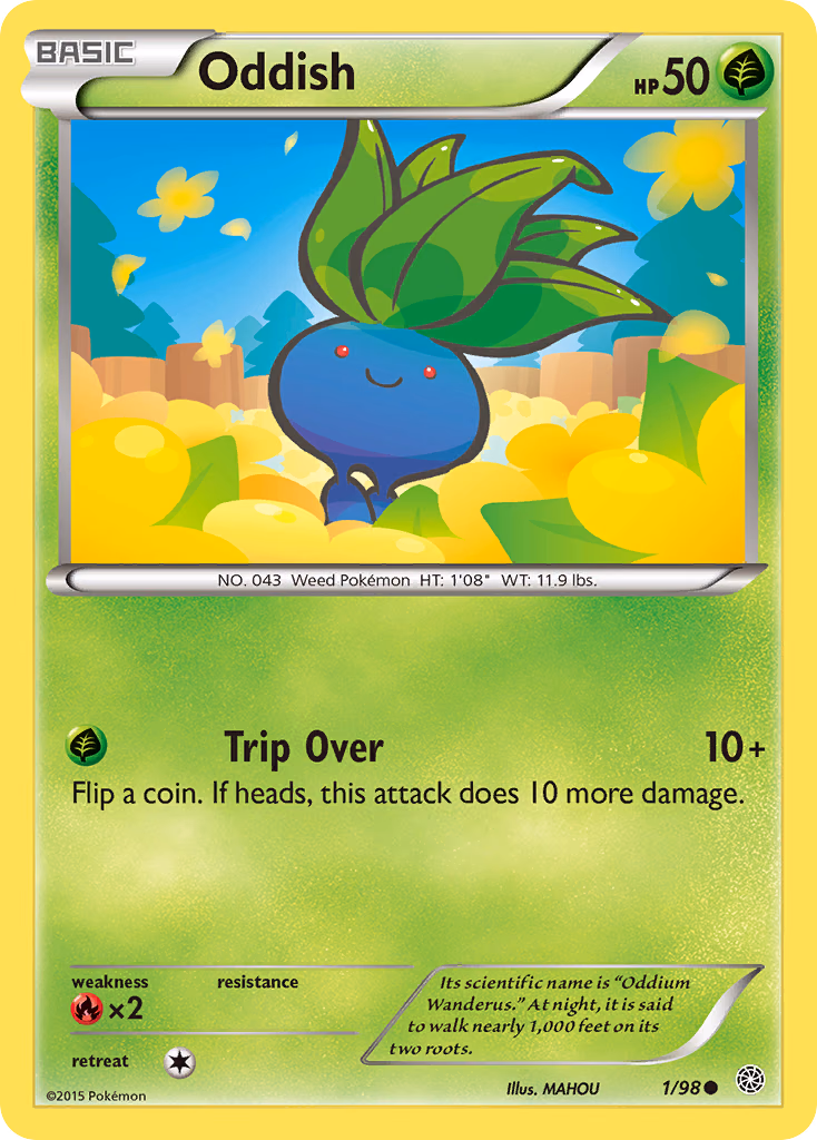 Oddish Pokemon card (1/98, Ancient Origins)