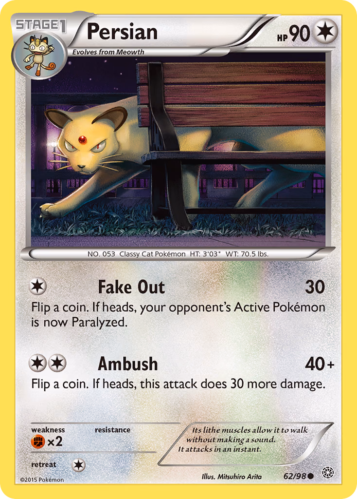 Persian Pokemon card (62/98, Ancient Origins)