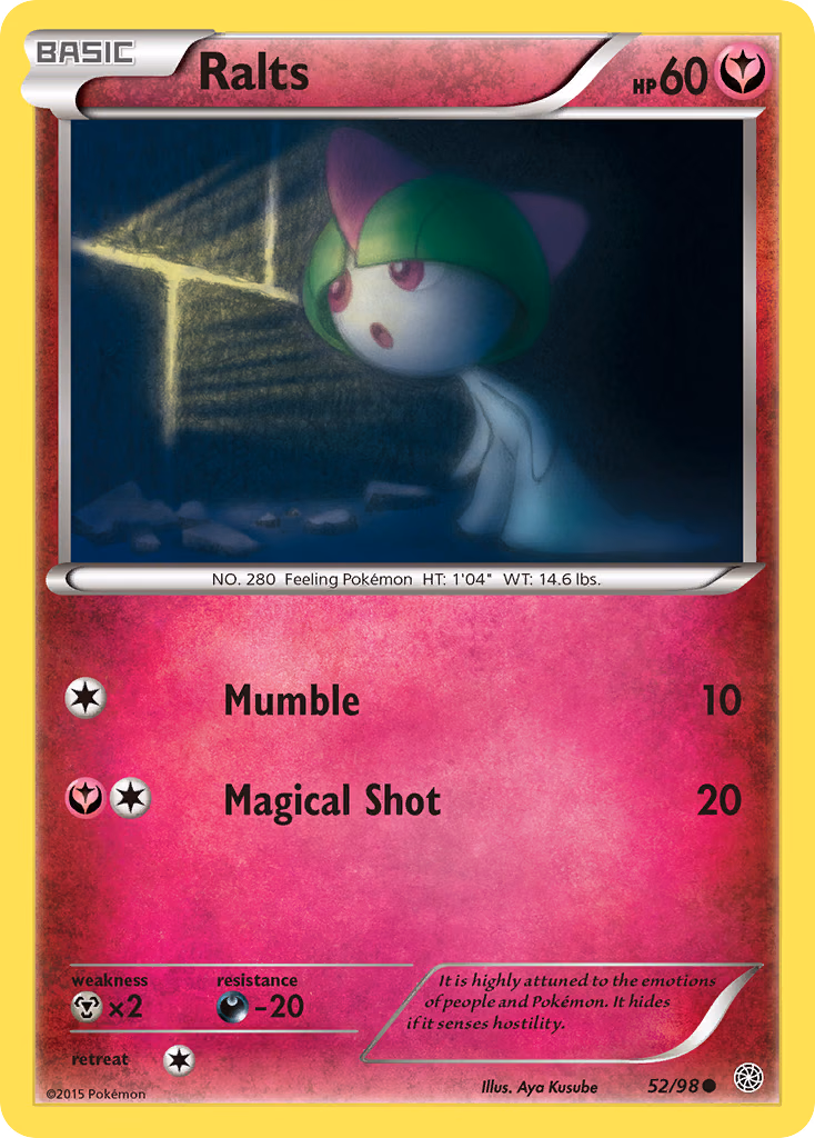 Ralts Pokemon card (52/98, Ancient Origins)
