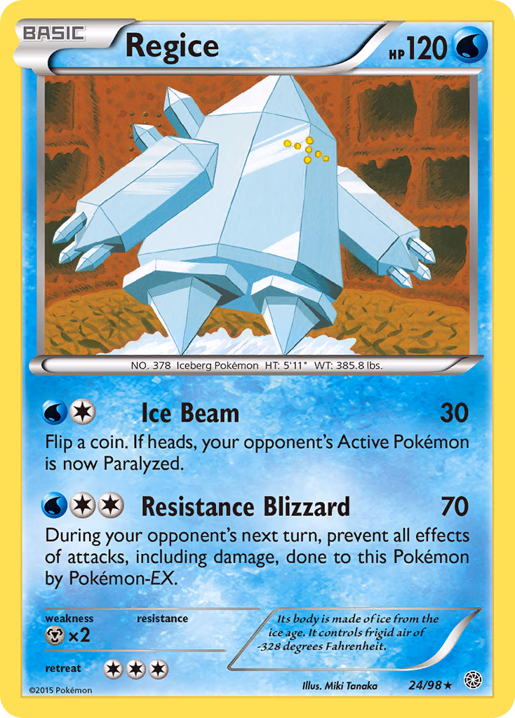 Regice Pokemon card (24/98, Ancient Origins)