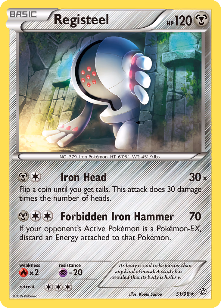 Registeel Pokemon card (51/98, Ancient Origins)