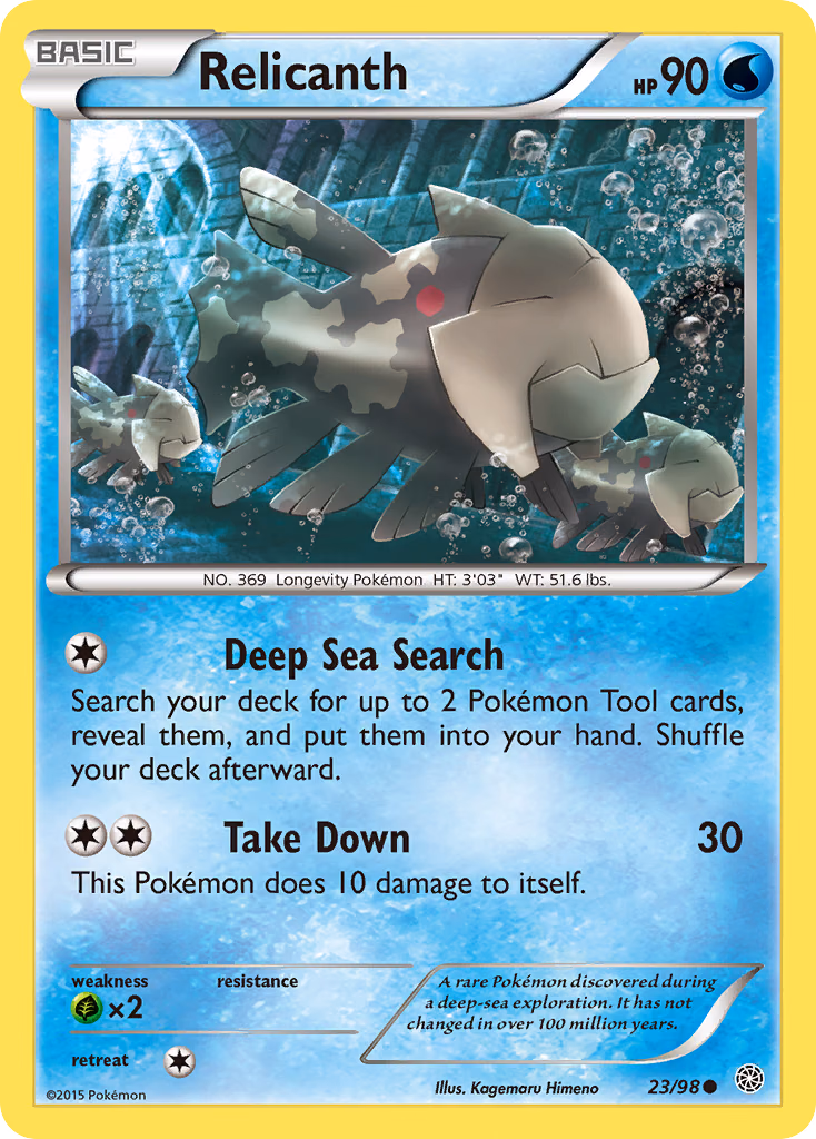 Relicanth Pokemon card (23/98, Ancient Origins)