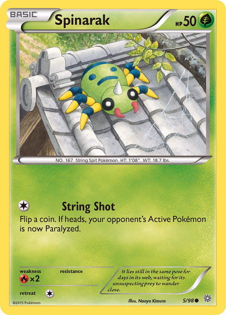 Spinarak Pokemon card (5/98, Ancient Origins)