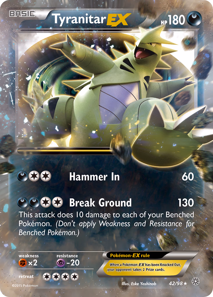 Tyranitar-EX Pokemon card (42/98, Ancient Origins)