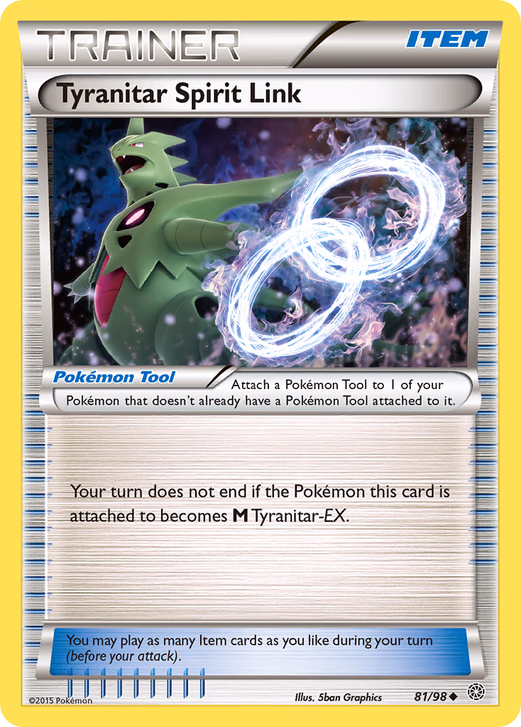Tyranitar Spirit Link Pokemon card (81/98, Ancient Origins)