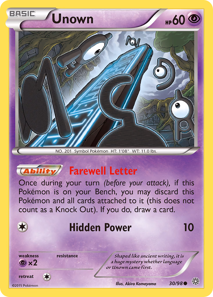 Unown Pokemon card (30/98, Ancient Origins)