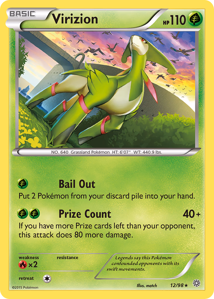 Virizion Pokemon card (12/98, Ancient Origins)