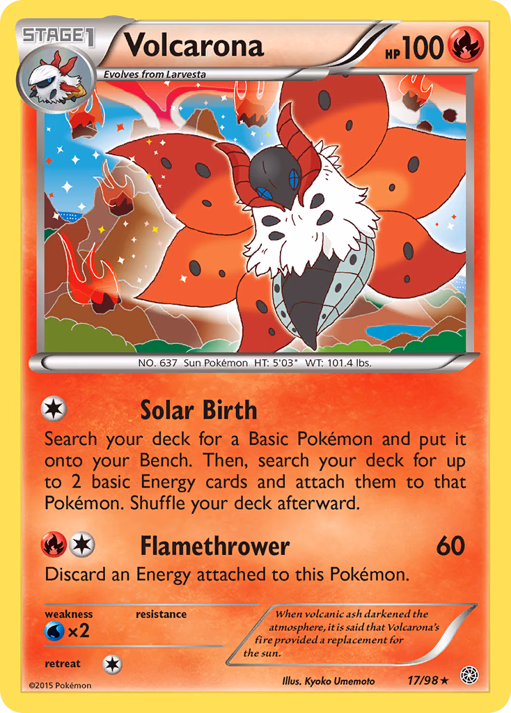 Volcarona Pokemon card (17/98, Ancient Origins)