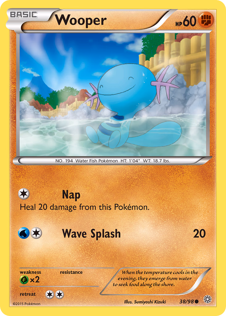 Wooper Pokemon card (38/98, Ancient Origins)