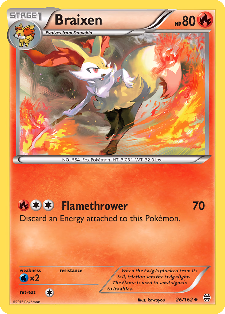 Braixen Pokemon card (26/162, BREAKthrough)