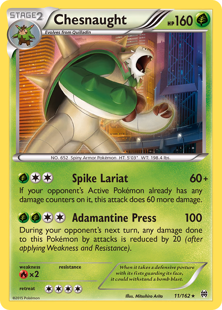 Chesnaught Pokemon card (11/162, BREAKthrough)