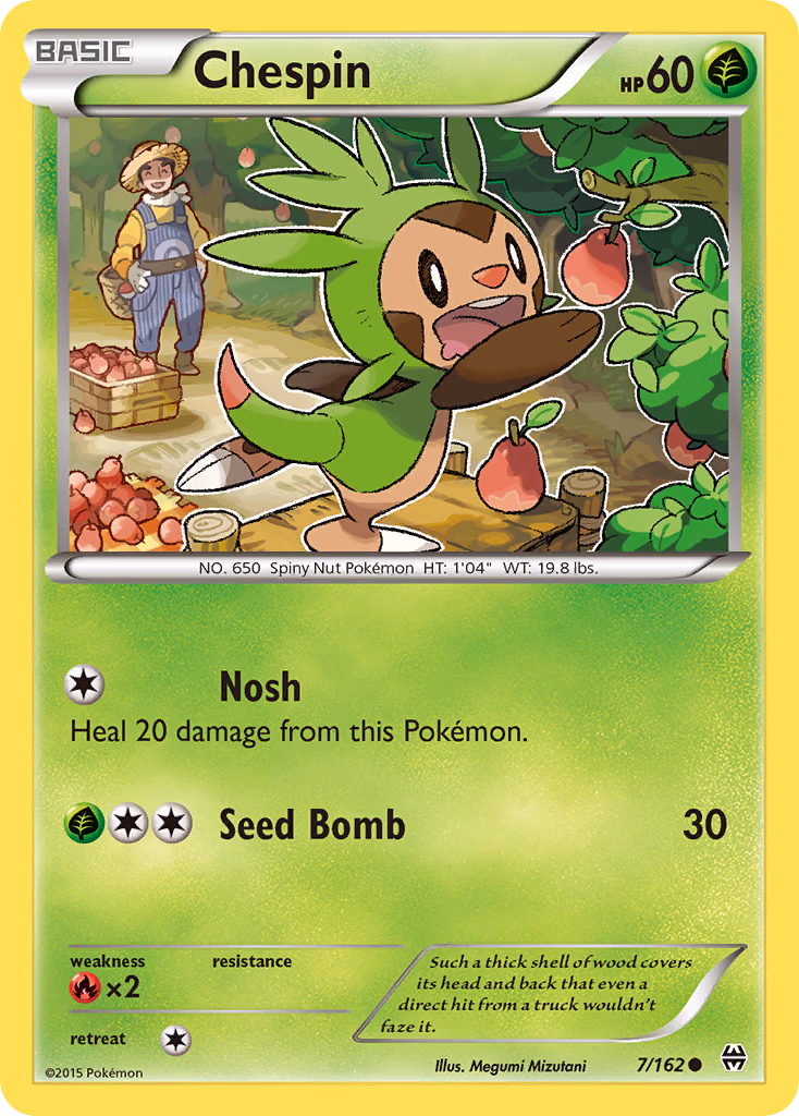 Chespin Pokemon card (7/162, BREAKthrough)