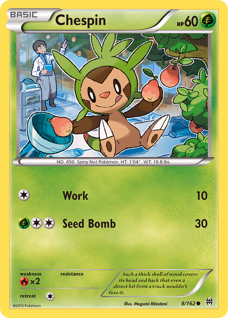 Chespin Pokemon card (8/162, BREAKthrough)
