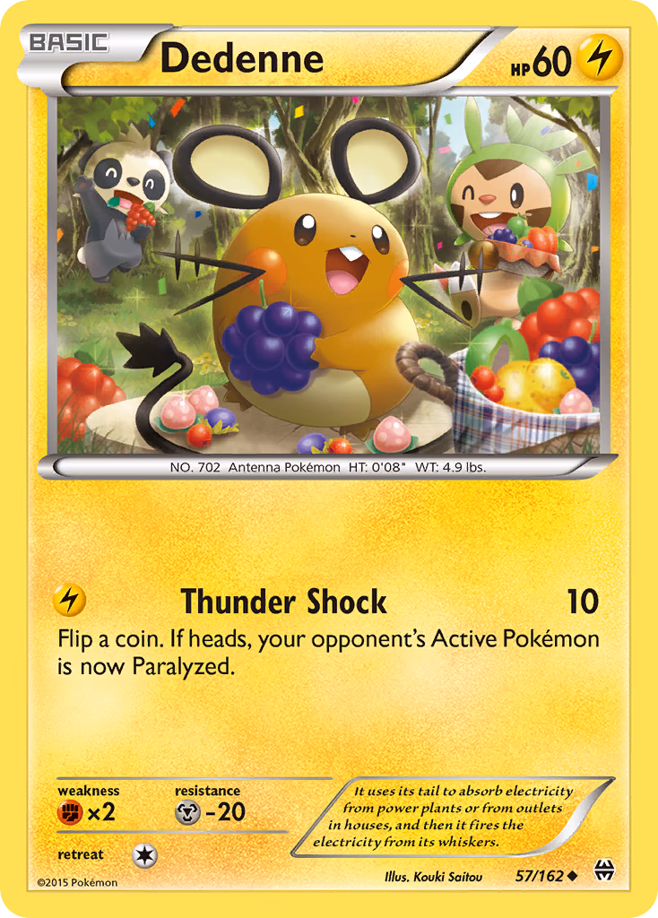 Dedenne Pokemon card (57/162, BREAKthrough)