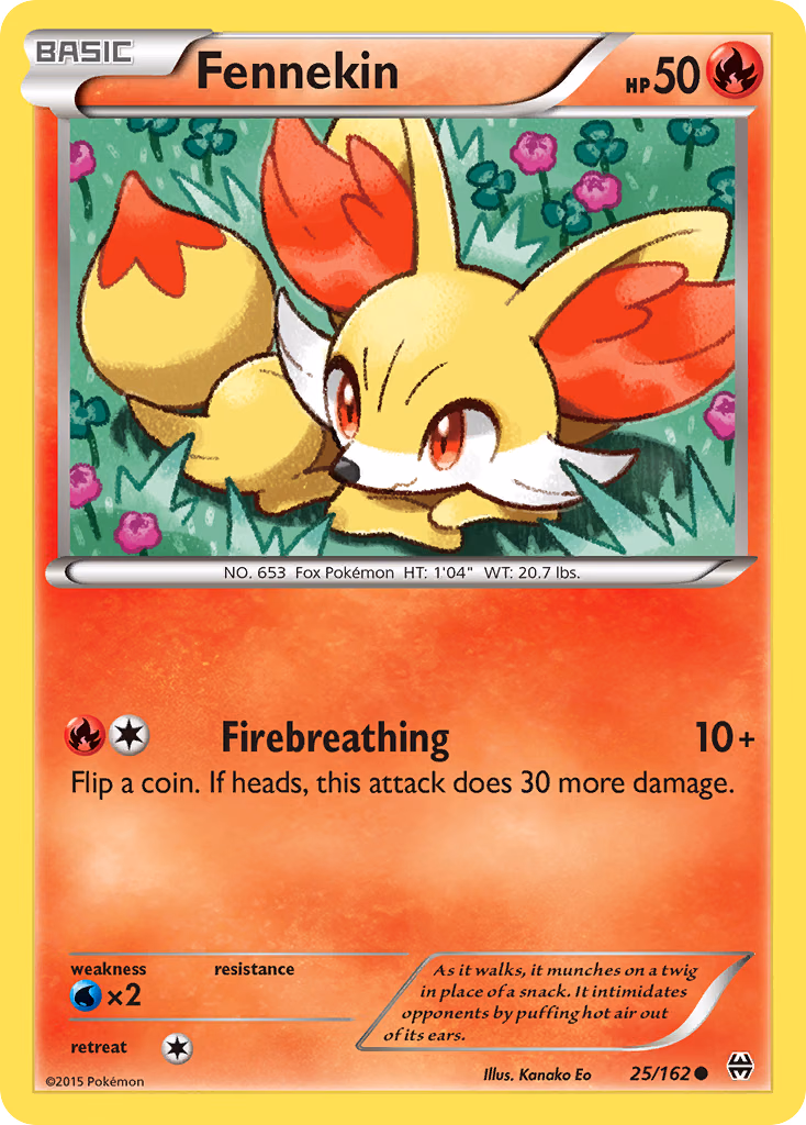 Fennekin Pokemon card (25/162, BREAKthrough)