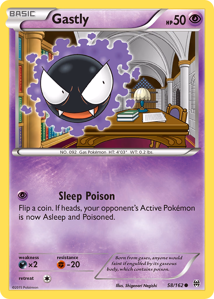 Gastly Pokemon card (58/162, BREAKthrough)