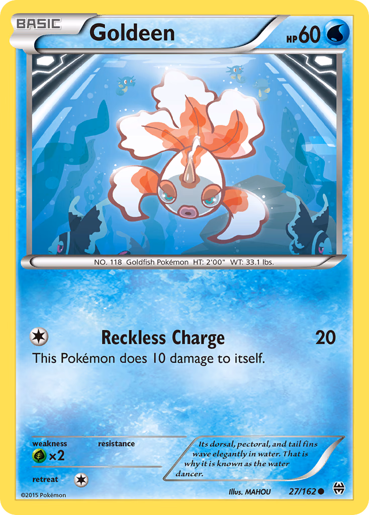 Goldeen Pokemon card (27/162, BREAKthrough)