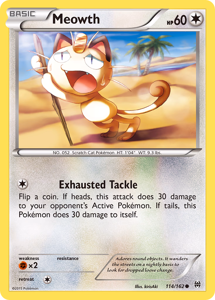 Meowth Pokemon card (114/162, BREAKthrough)