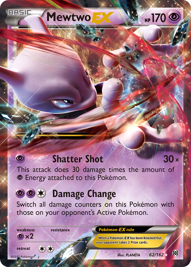 Mewtwo-EX Pokemon card (62/162, BREAKthrough)