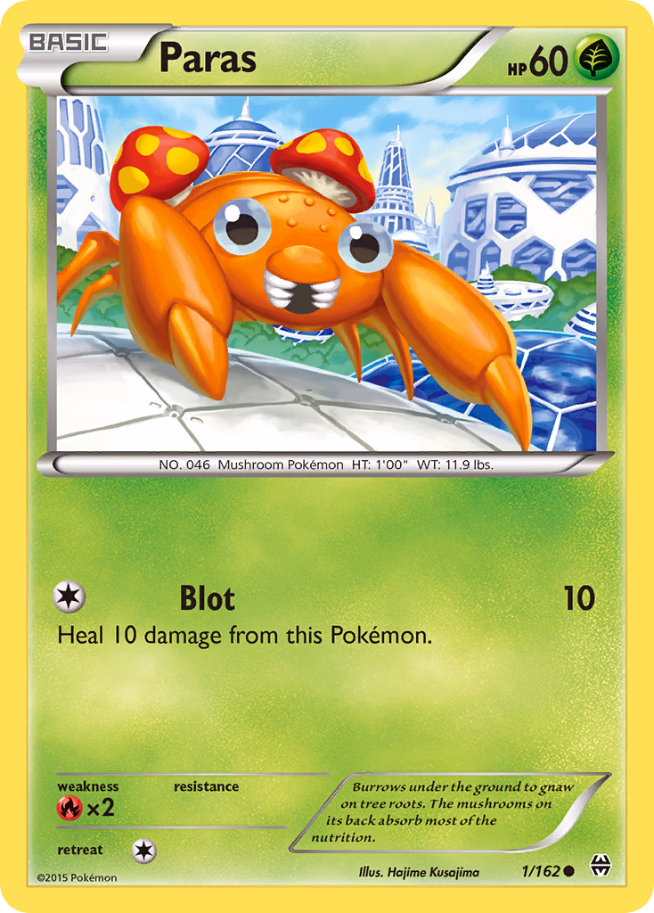 Paras Pokemon card (1/162, BREAKthrough)
