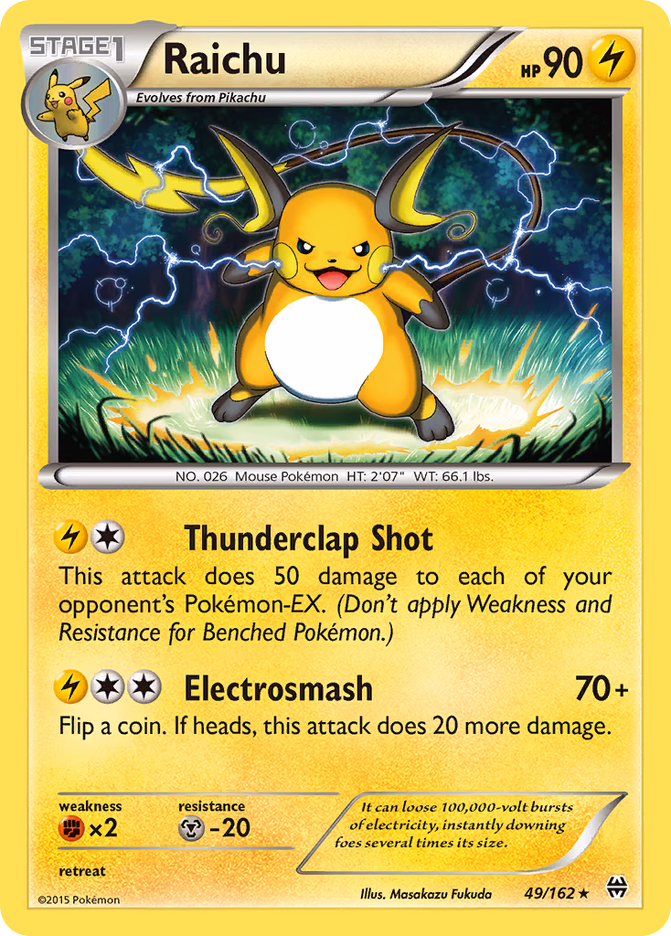 Raichu Pokemon card (49/162, BREAKthrough)