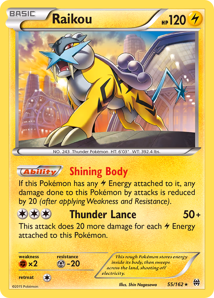 Raikou Pokemon card (55/162, BREAKthrough)