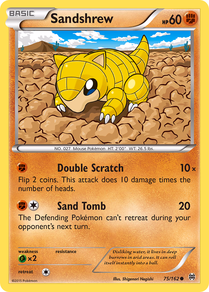 Sandshrew Pokemon card (75/162, BREAKthrough)