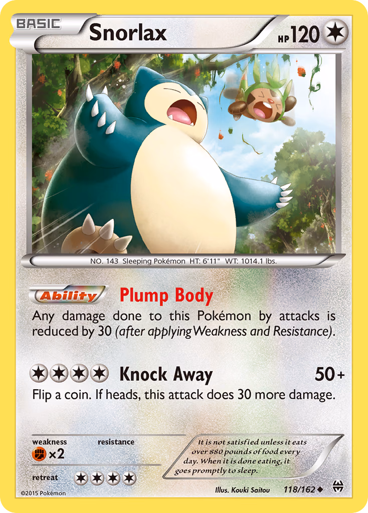 Snorlax Pokemon card (118/162, BREAKthrough)