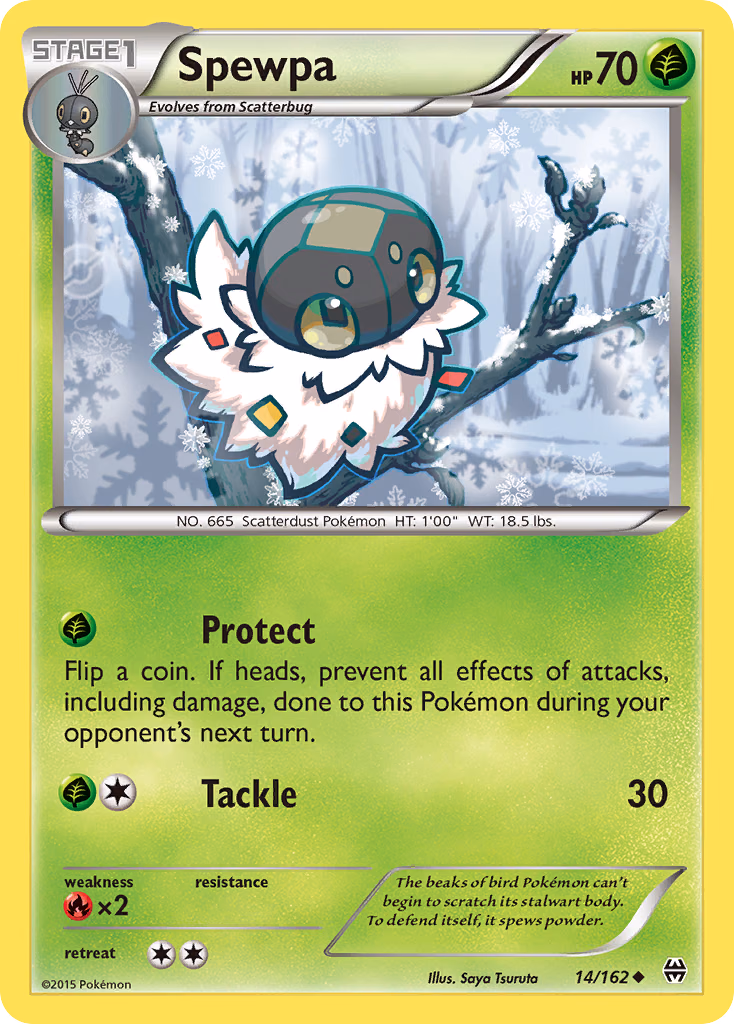 Spewpa Pokemon card (14/162, BREAKthrough)