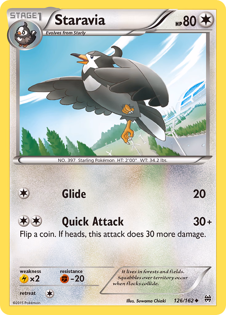 Staravia Pokemon card (126/162, BREAKthrough)