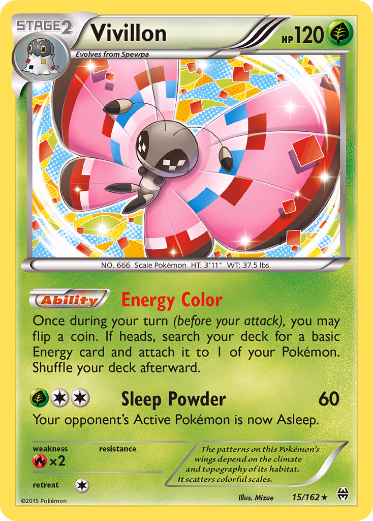 Vivillon Pokemon card (15/162, BREAKthrough)