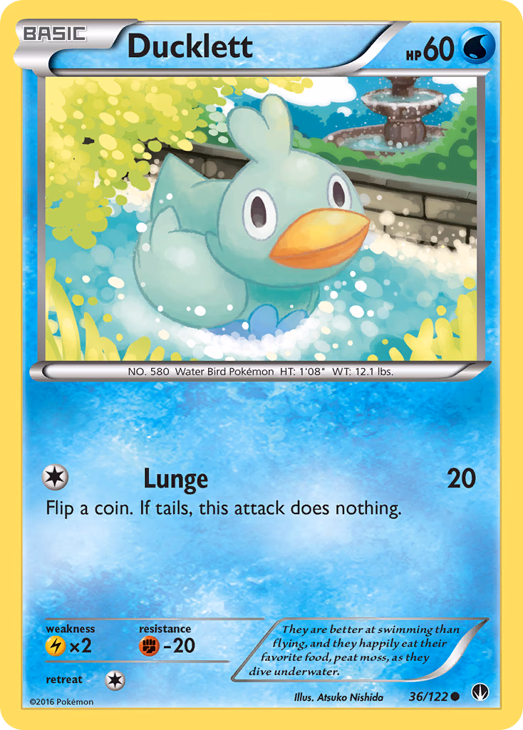Ducklett Pokemon card (36/122, BREAKpoint)