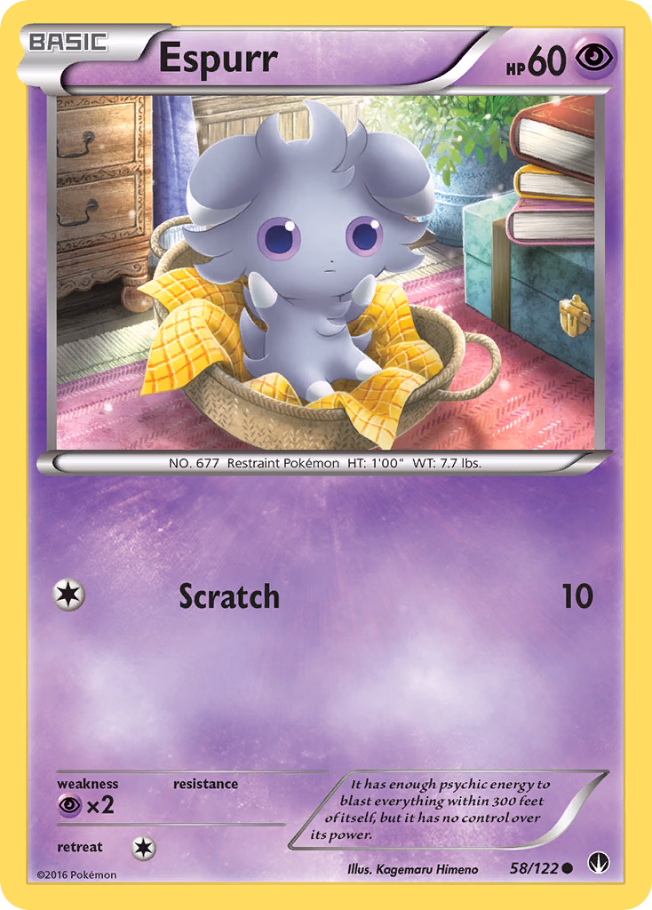 Espurr Pokemon card (58/122, BREAKpoint)