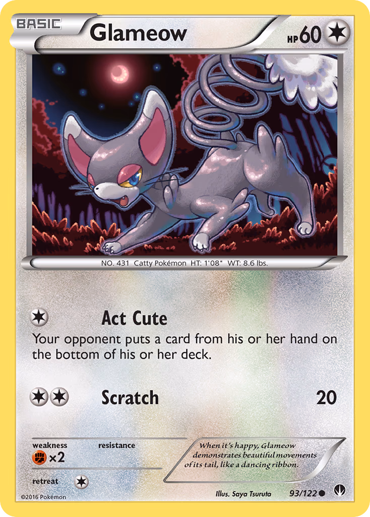 Glameow Pokemon card (93/122, BREAKpoint)
