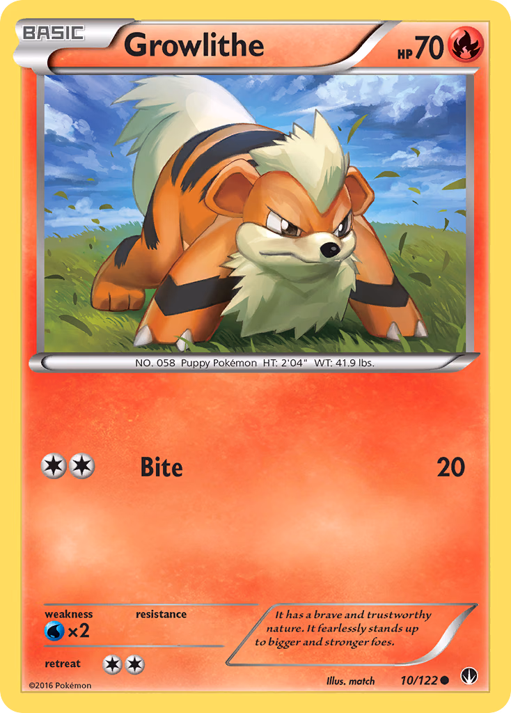 Growlithe Pokemon card (10/122, BREAKpoint)