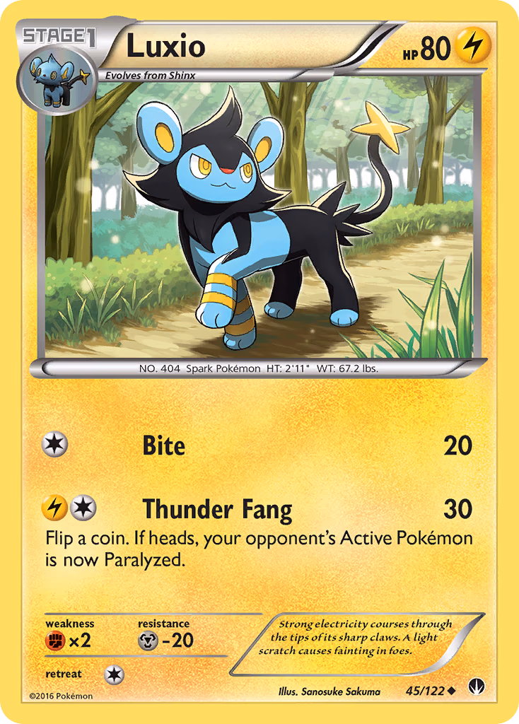 Luxio Pokemon card (45/122, BREAKpoint)