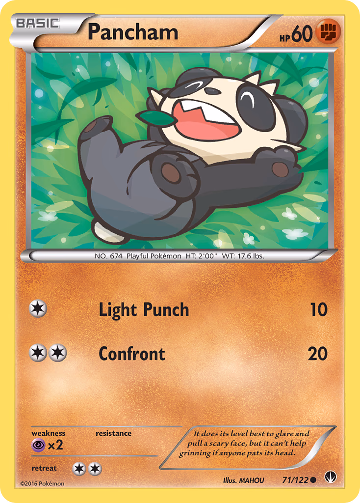Pancham Pokemon card (71/122, BREAKpoint)