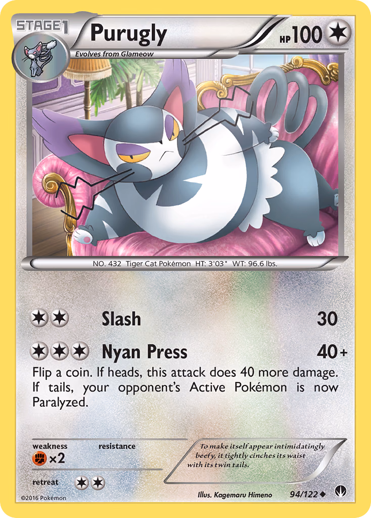 Purugly Pokemon card (94/122, BREAKpoint)