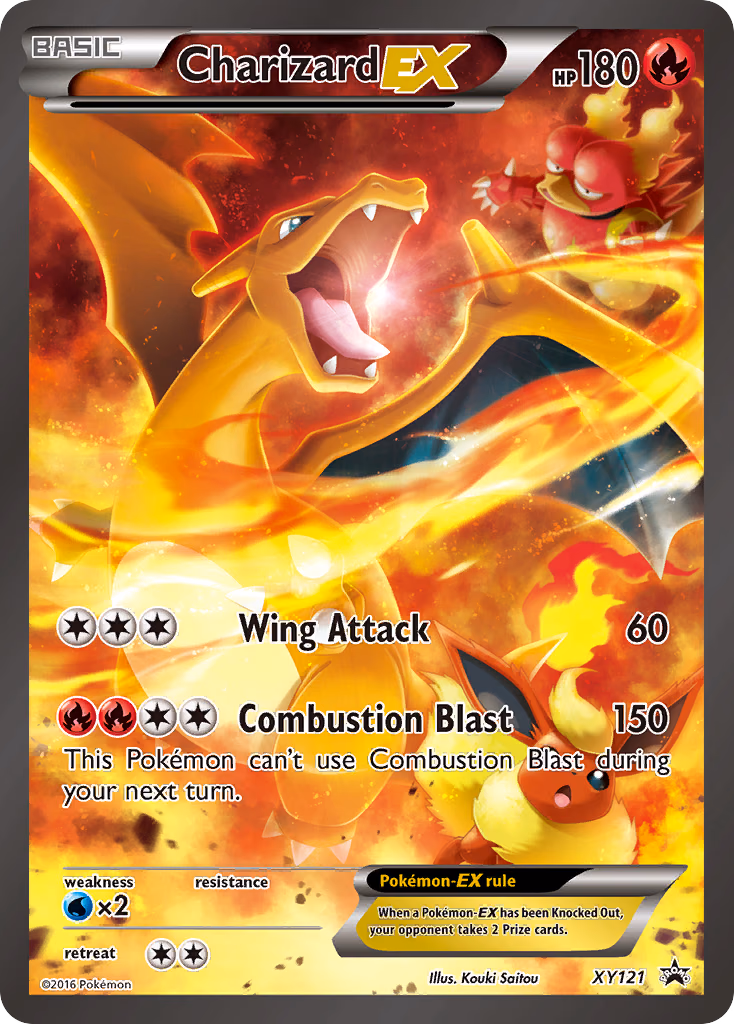 Charizard-EX Pokemon card (XY121, XY Black Star Promos)
