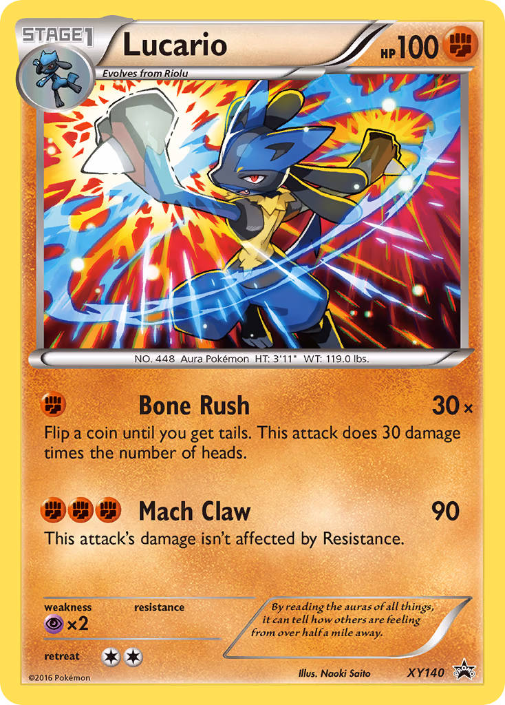 Lucario Pokemon card (XY140, XY Black Star Promos)