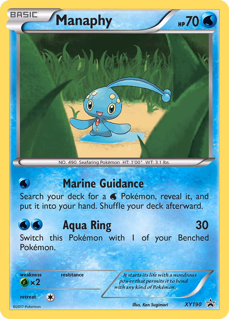 Manaphy Pokemon card (XY190, XY Black Star Promos)